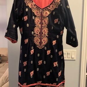 Cotton Embroidered Indian Outfit; comes with plain Salwaar & matching dupatta